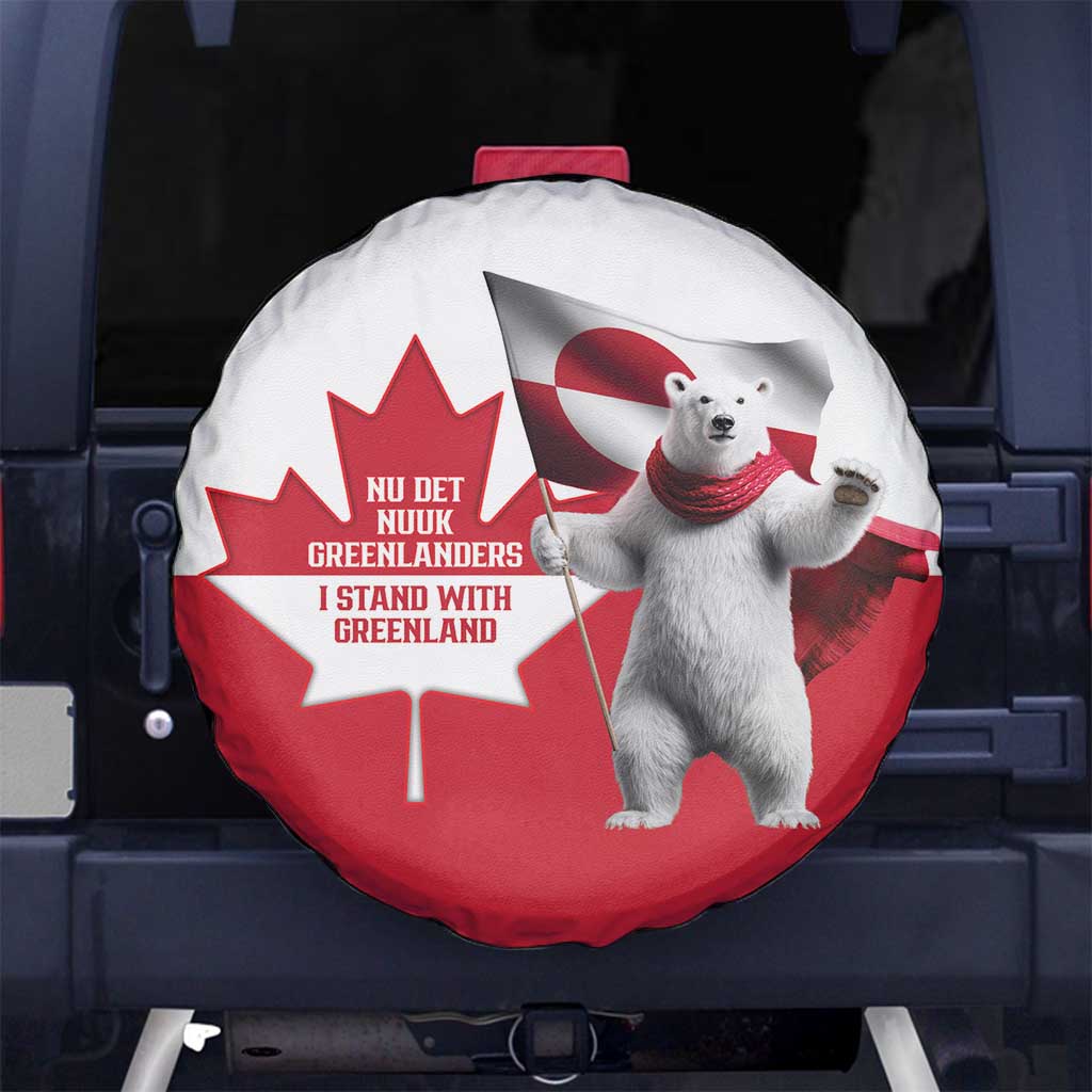 I Stand With Greenland Spare Tire Cover Red and White Side by Side