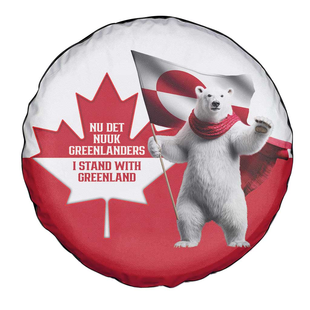 I Stand With Greenland Spare Tire Cover Red and White Side by Side