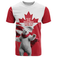 I Stand With Greenland T Shirt Red and White Side by Side