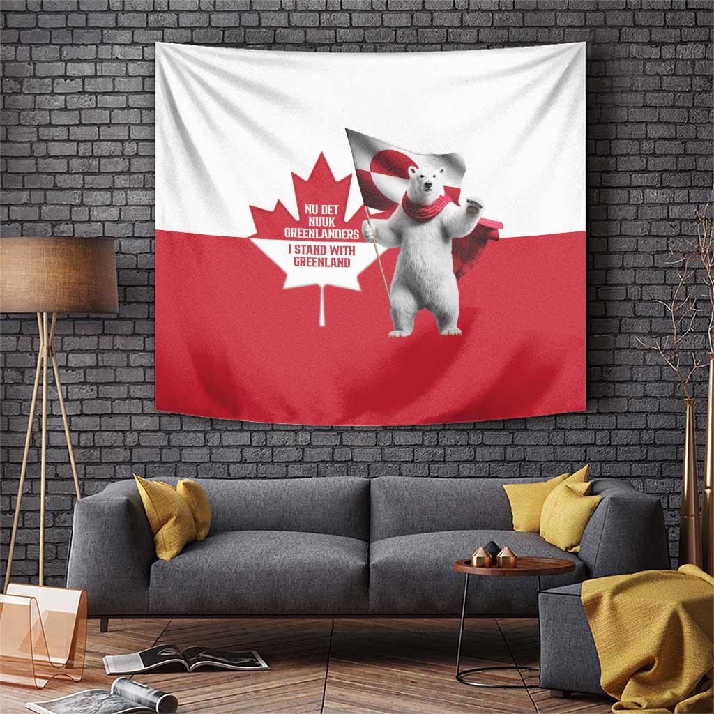 I Stand With Greenland Tapestry Red and White Side by Side