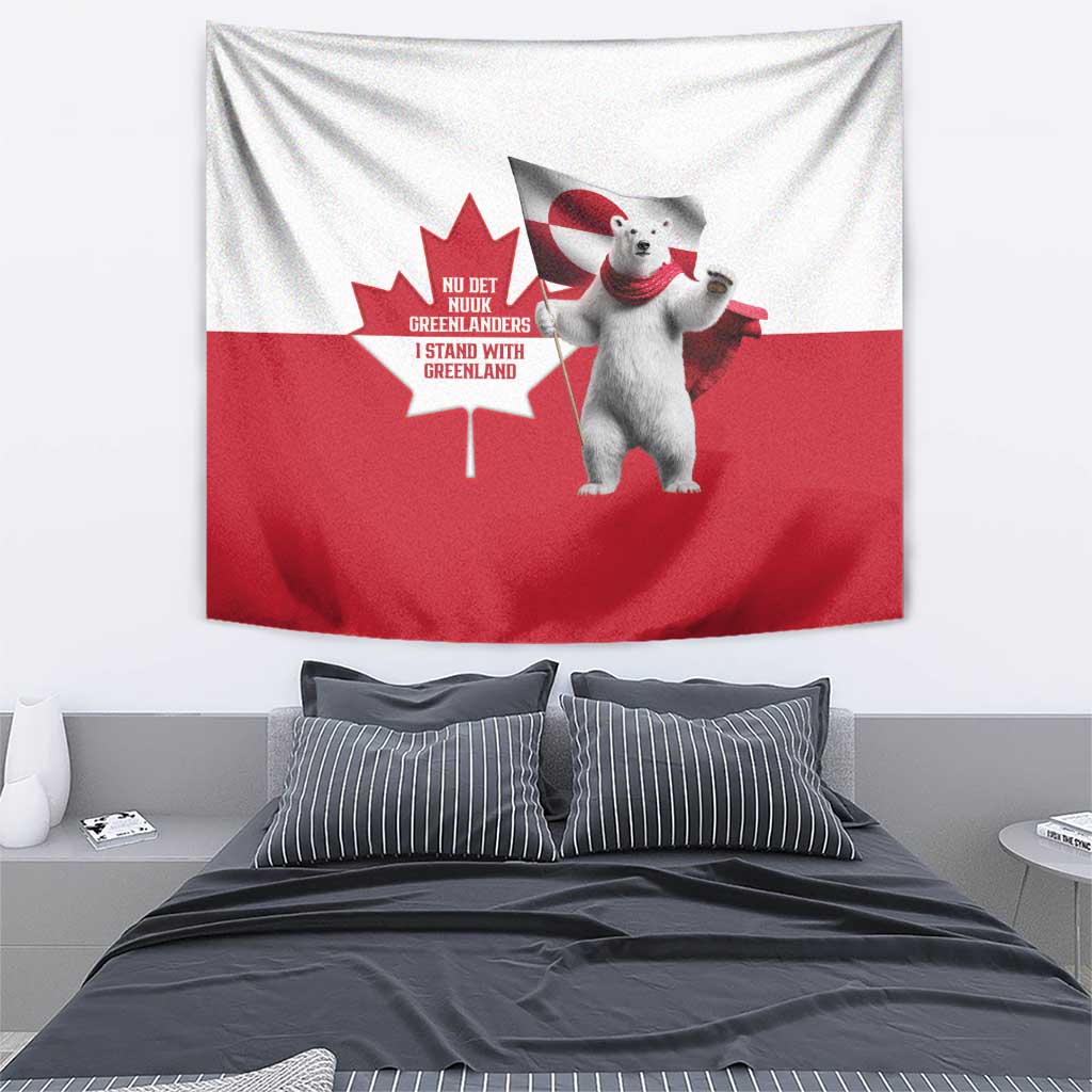 I Stand With Greenland Tapestry Red and White Side by Side
