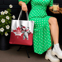 I Stand With Greenland Tote Bag Red and White Side by Side