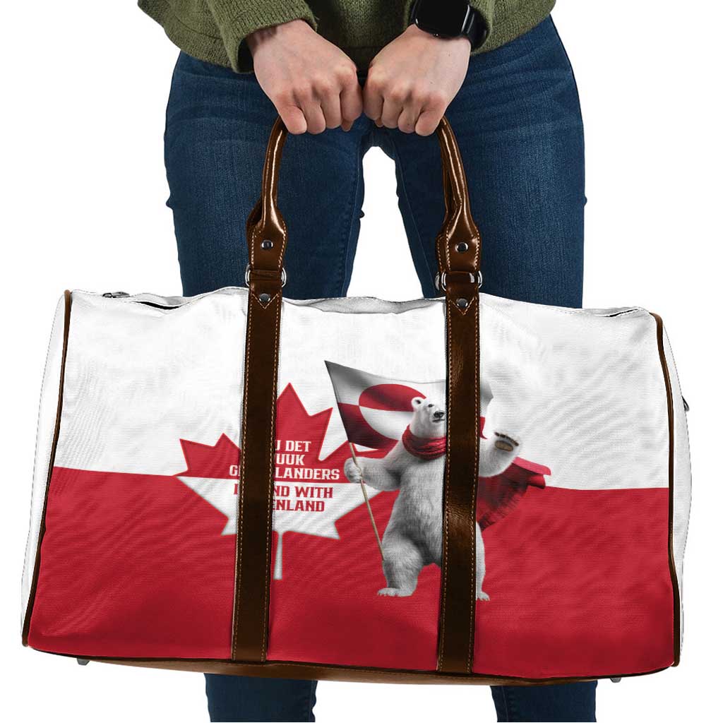 I Stand With Greenland Travel Bag Red and White Side by Side