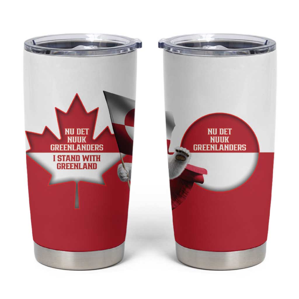 I Stand With Greenland Tumbler Cup Red and White Side by Side