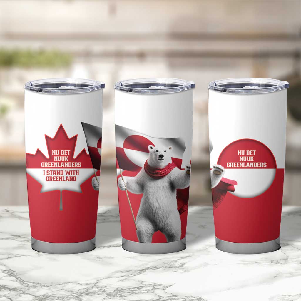 I Stand With Greenland Tumbler Cup Red and White Side by Side