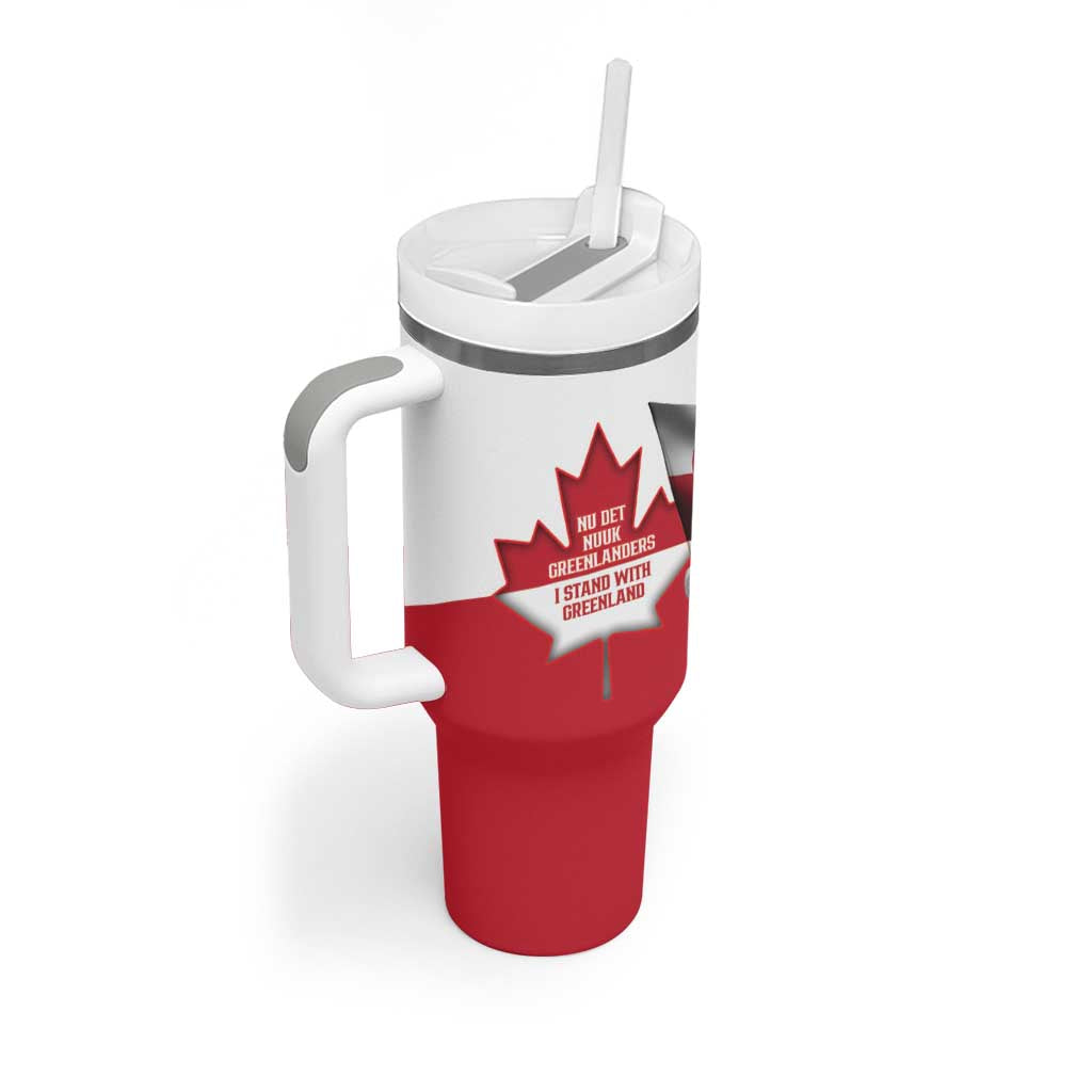I Stand With Greenland Tumbler With Handle Red and White Side by Side