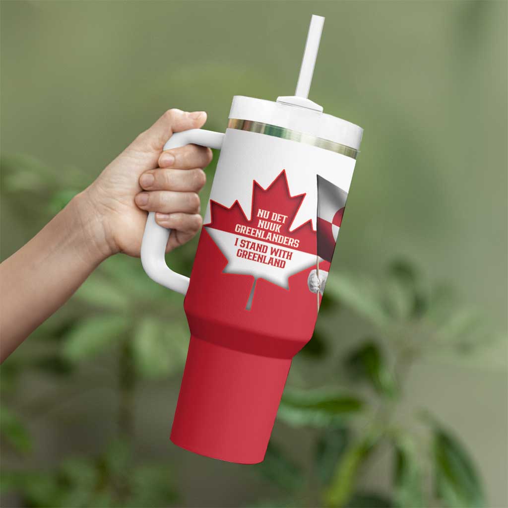 I Stand With Greenland Tumbler With Handle Red and White Side by Side