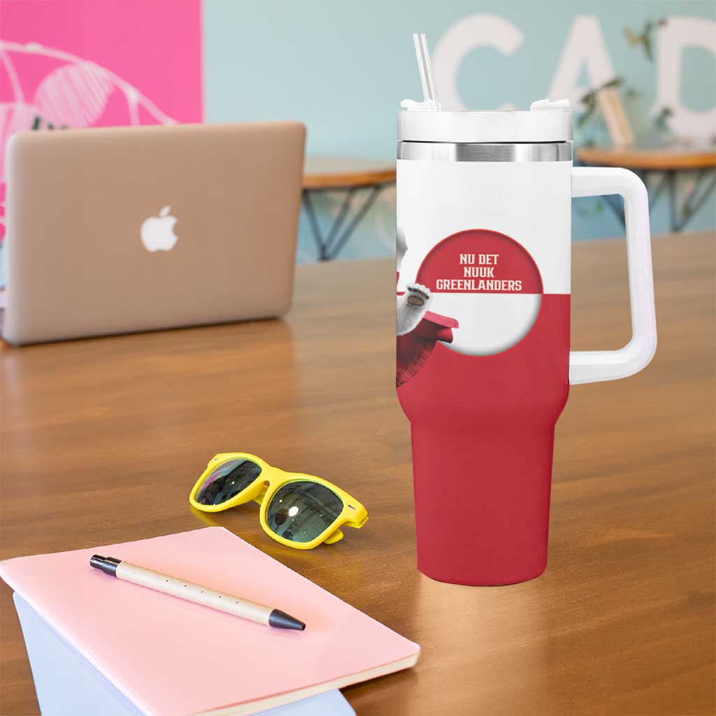 I Stand With Greenland Tumbler With Handle Red and White Side by Side