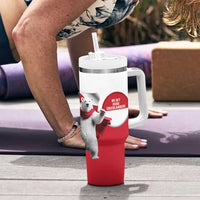 I Stand With Greenland Tumbler With Handle Red and White Side by Side