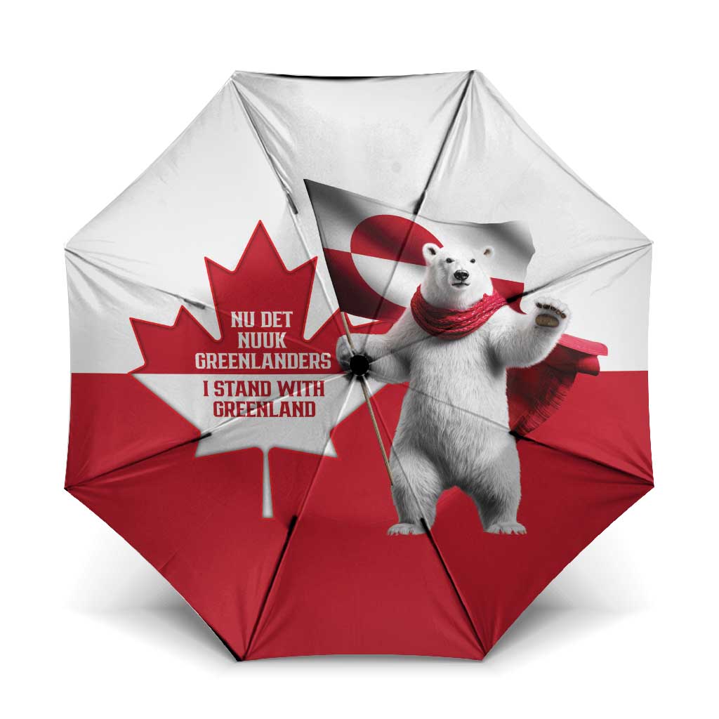 I Stand With Greenland Umbrella Red and White Side by Side