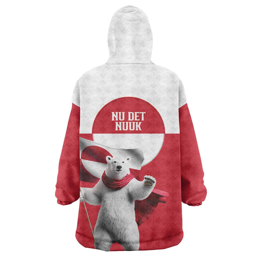 I Stand With Greenland Wearable Blanket Hoodie Red and White Side by Side