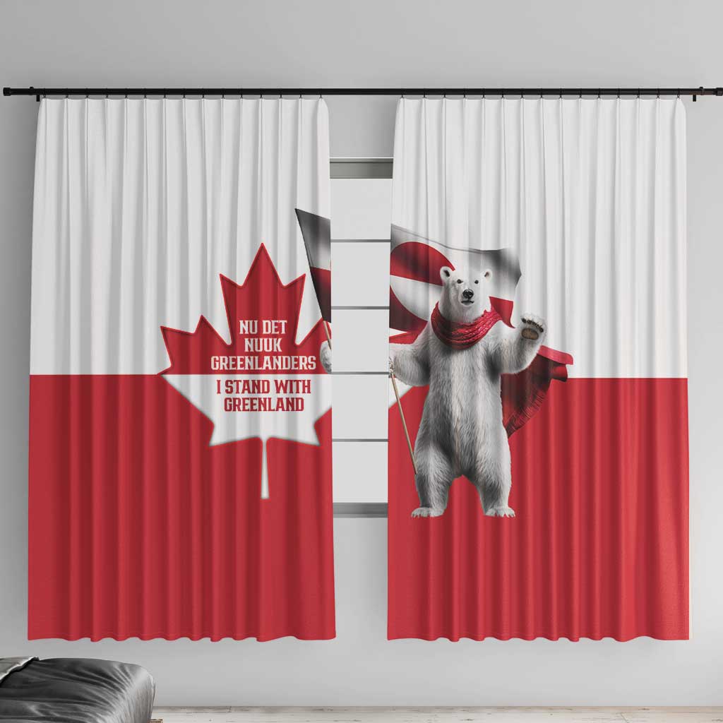 I Stand With Greenland Window Curtain Red and White Side by Side