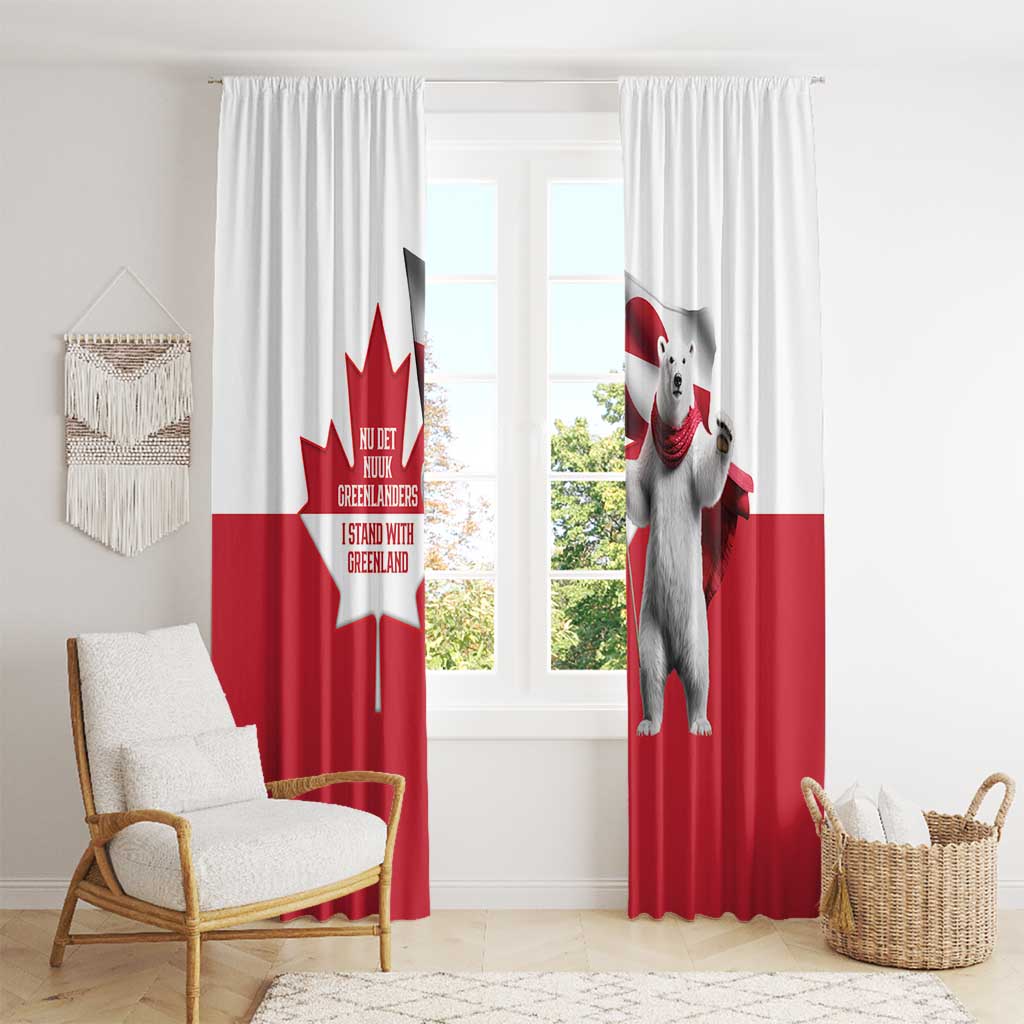 I Stand With Greenland Window Curtain Red and White Side by Side