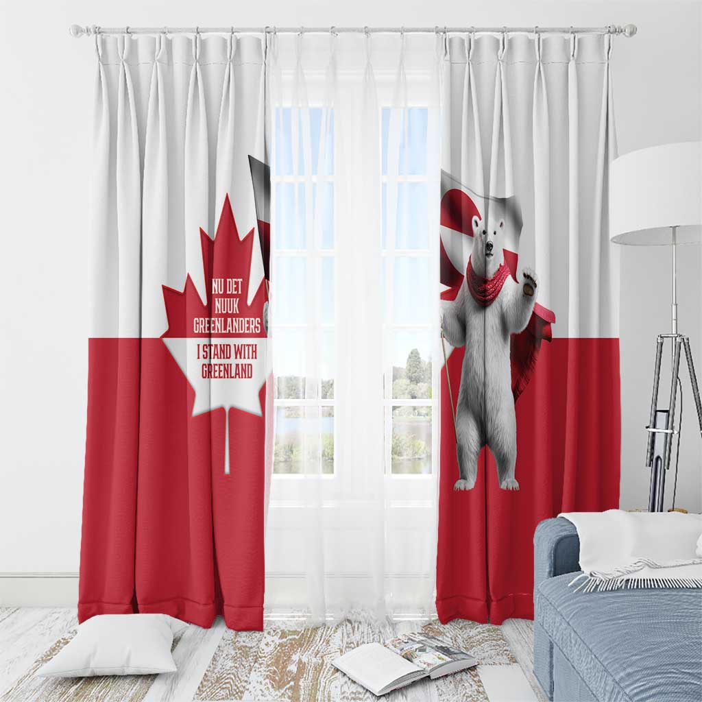 I Stand With Greenland Window Curtain Red and White Side by Side