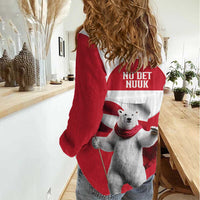 I Stand With Greenland Women Casual Shirt Red and White Side by Side