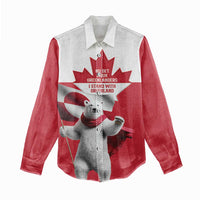 I Stand With Greenland Women Casual Shirt Red and White Side by Side