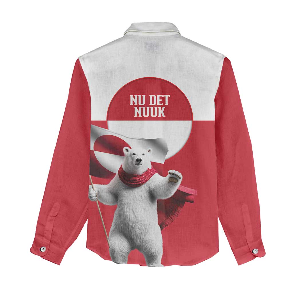 I Stand With Greenland Women Casual Shirt Red and White Side by Side