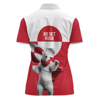 I Stand With Greenland Women Polo Shirt Red and White Side by Side