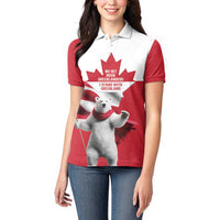 I Stand With Greenland Women Polo Shirt Red and White Side by Side