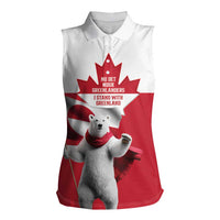 I Stand With Greenland Women Sleeveless Polo Shirt Red and White Side by Side