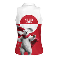 I Stand With Greenland Women Sleeveless Polo Shirt Red and White Side by Side