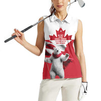 I Stand With Greenland Women Sleeveless Polo Shirt Red and White Side by Side