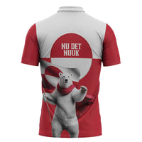 I Stand With Greenland Zipper Polo Shirt Red and White Side by Side