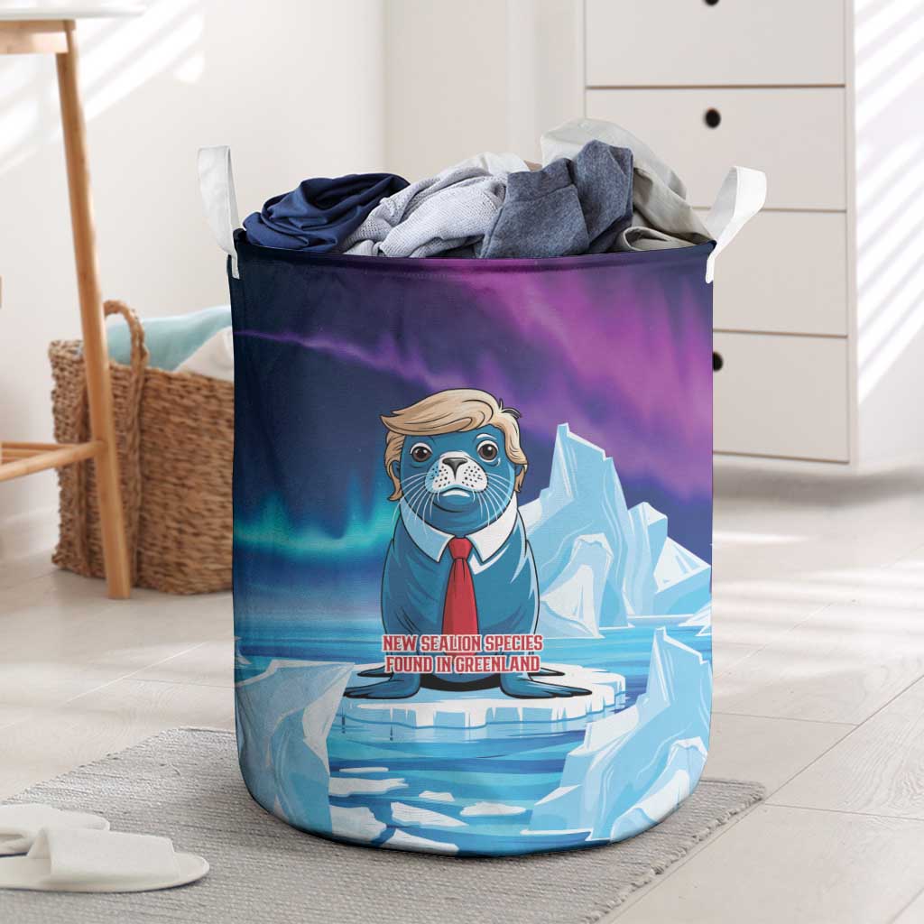 I Stand With Greenland Laundry Basket Funny Sealion Founding