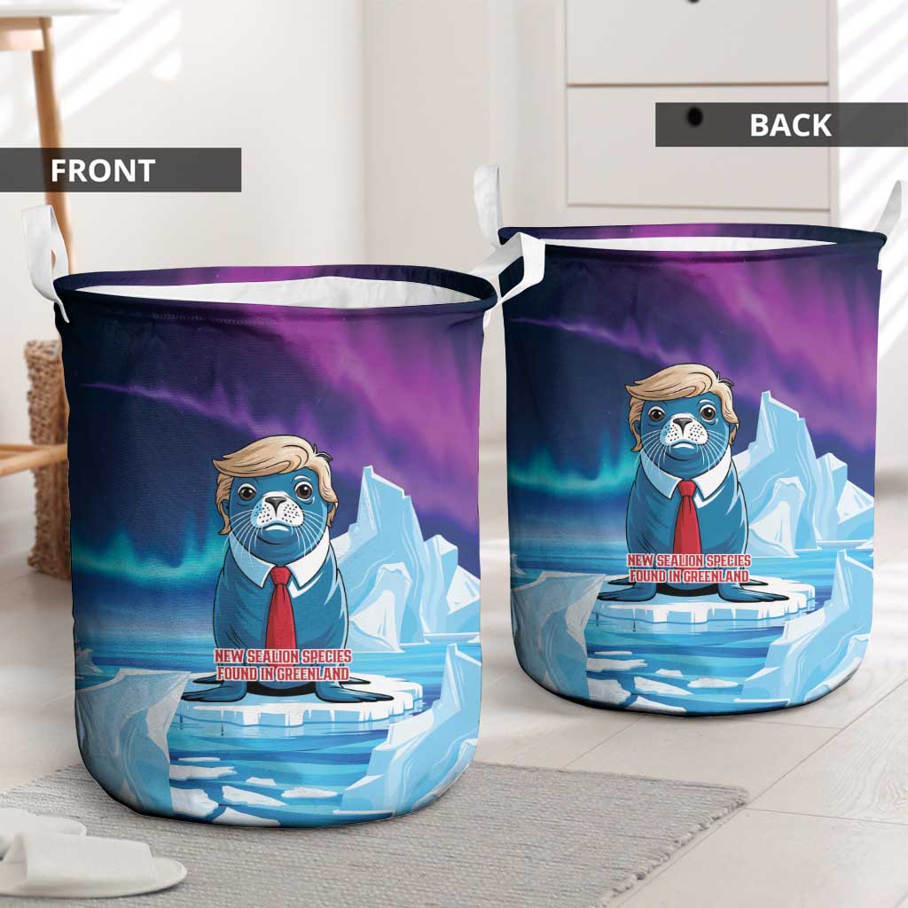 I Stand With Greenland Laundry Basket Funny Sealion Founding