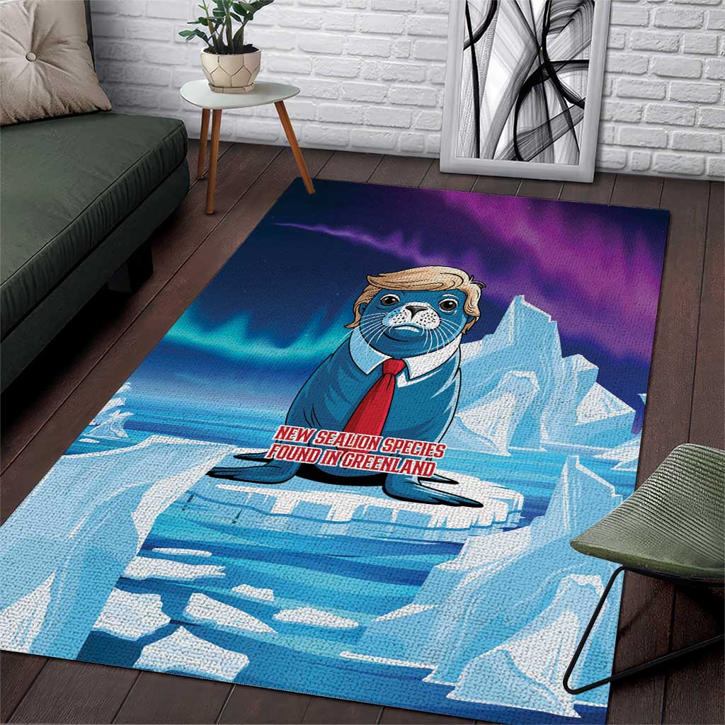 I Stand With Greenland Area Rug Funny Sealion Founding