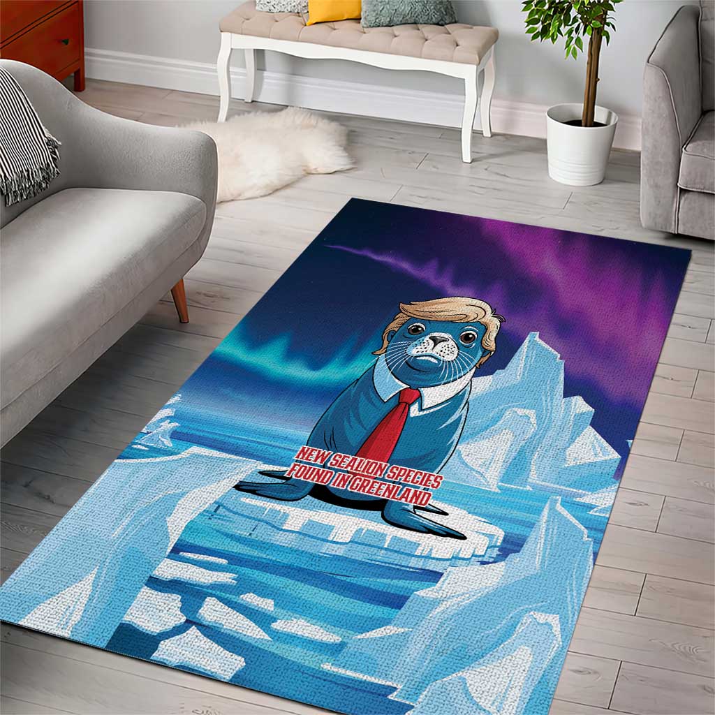 I Stand With Greenland Area Rug Funny Sealion Founding