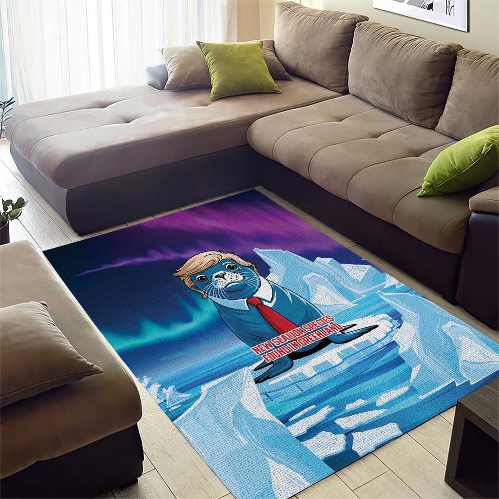 I Stand With Greenland Area Rug Funny Sealion Founding