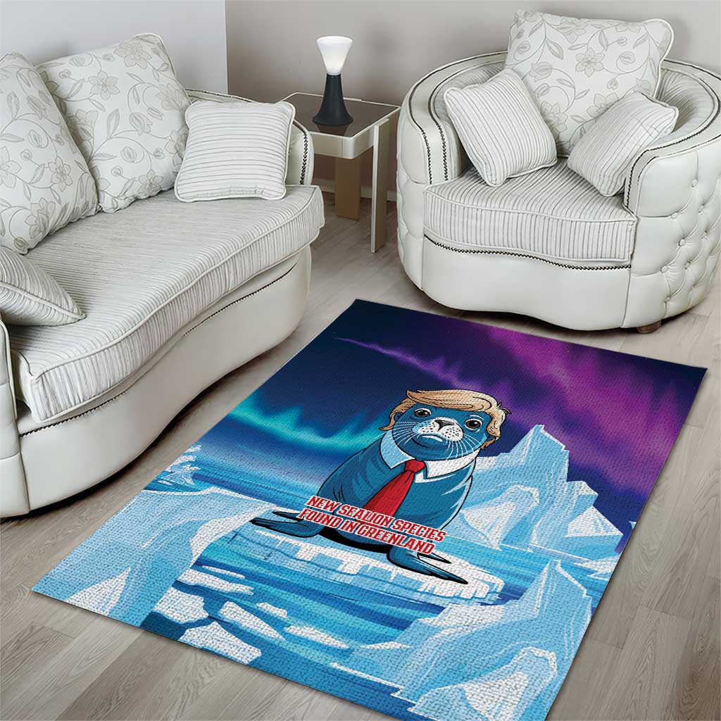 I Stand With Greenland Area Rug Funny Sealion Founding