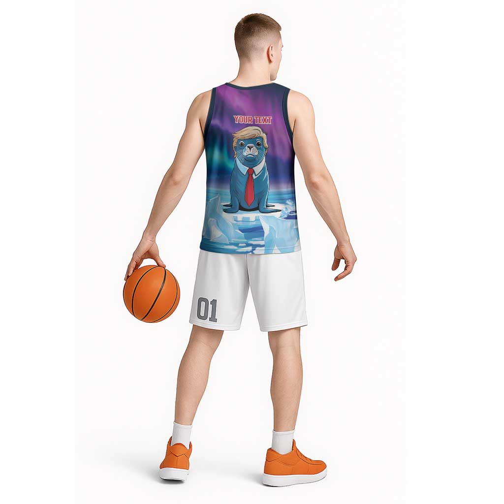 Personalized I Stand With Greenland Basketball Jersey Funny Sealion Founding
