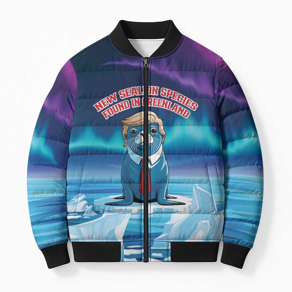 Personalized I Stand With Greenland Bomber Puffer Jacket Funny Sealion Founding