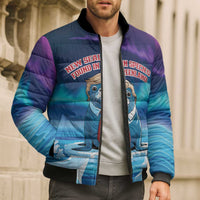 Personalized I Stand With Greenland Bomber Puffer Jacket Funny Sealion Founding