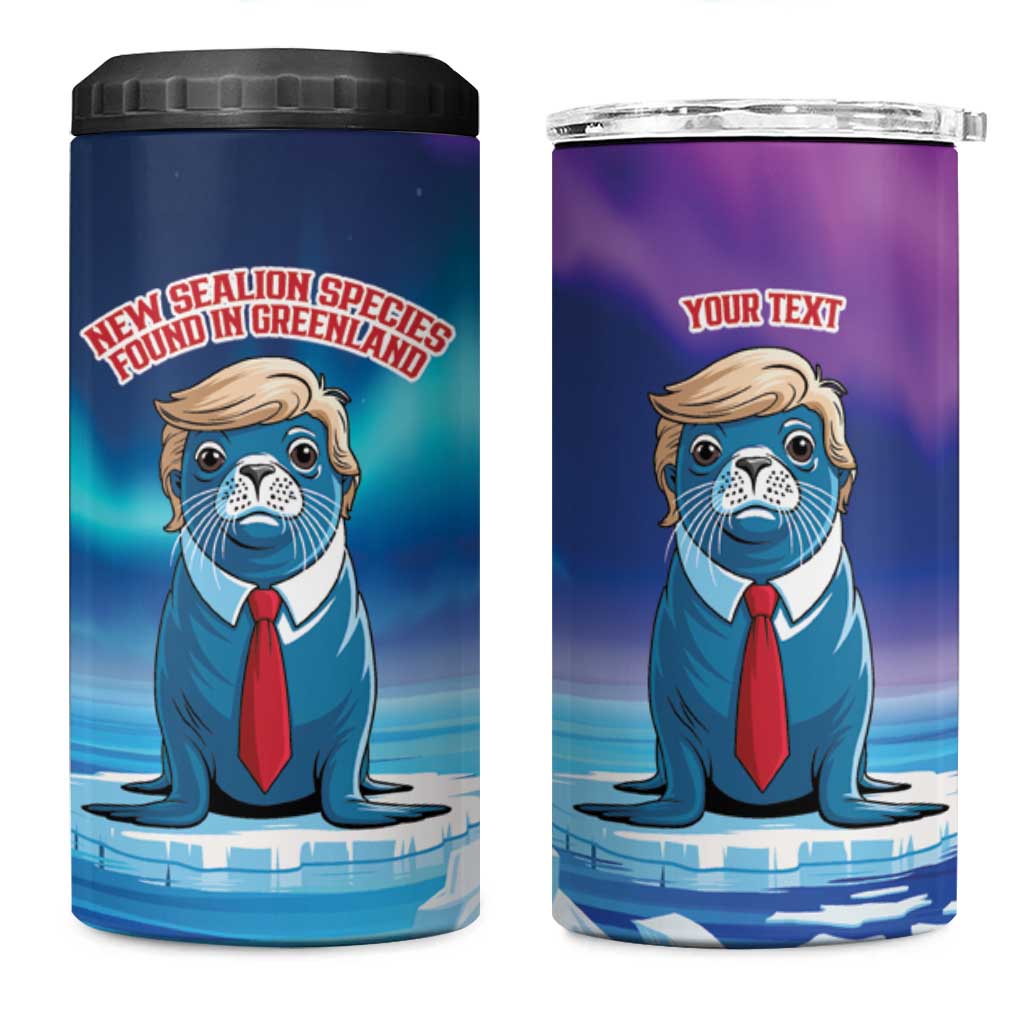Personalized I Stand With Greenland 4 in 1 Can Cooler Tumbler Funny Sealion Founding