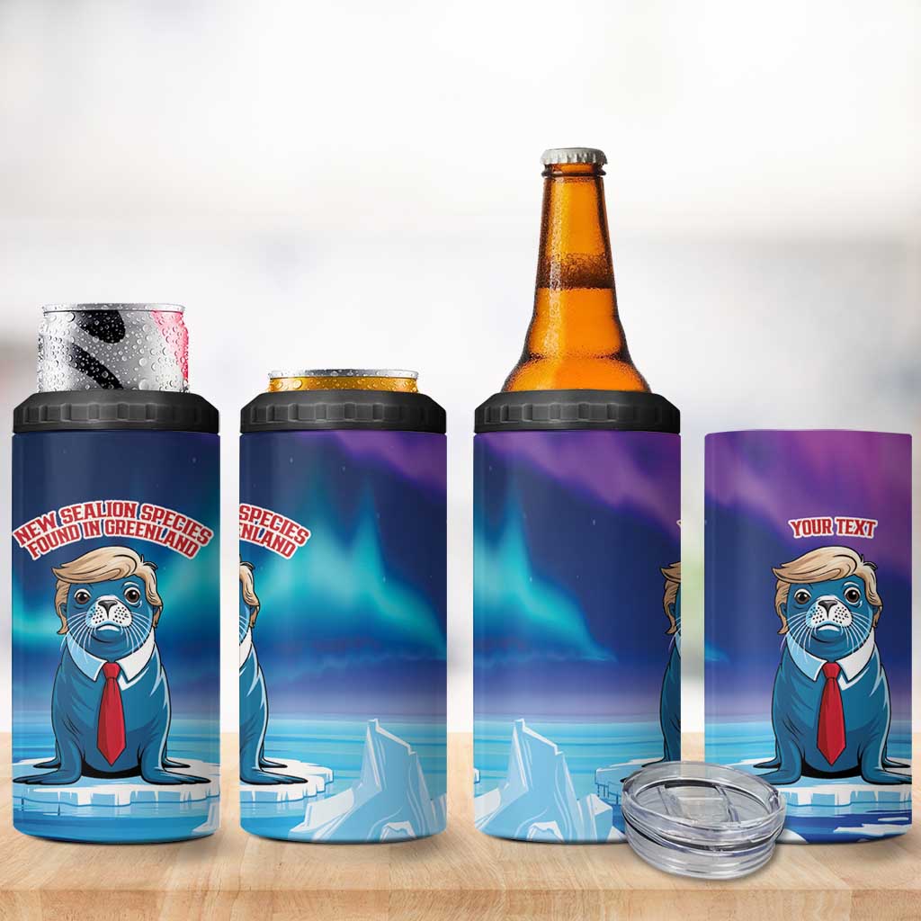 Personalized I Stand With Greenland 4 in 1 Can Cooler Tumbler Funny Sealion Founding