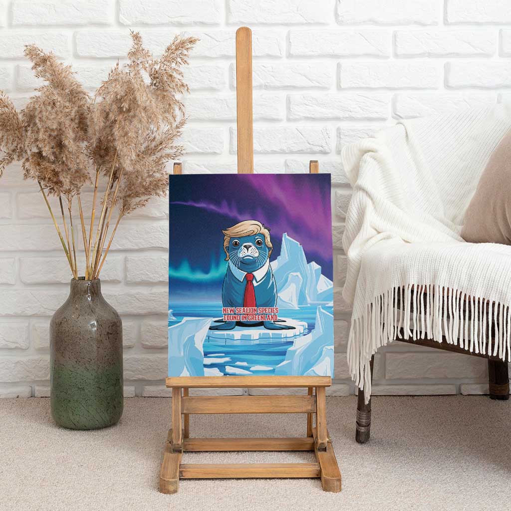 I Stand With Greenland Canvas Wall Art Funny Sealion Founding