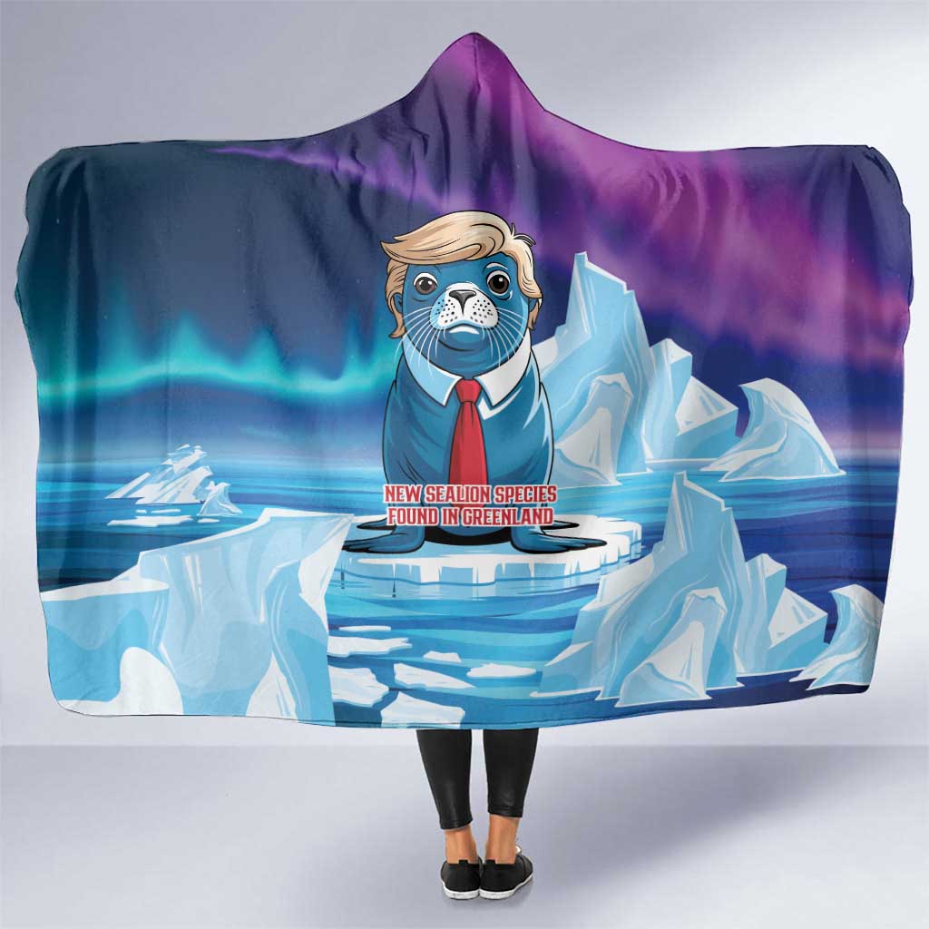 I Stand With Greenland Hooded Blanket Funny Sealion Founding