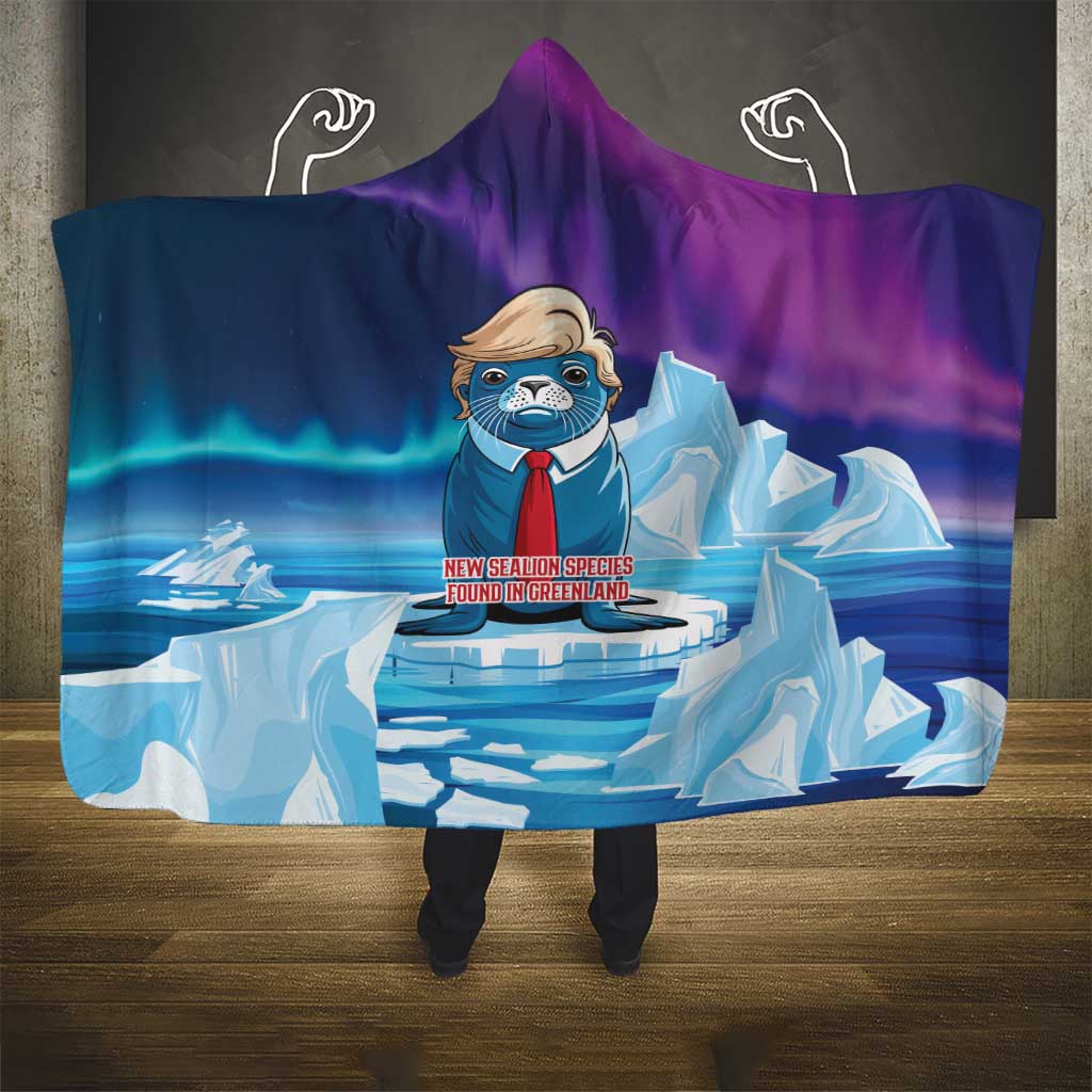 I Stand With Greenland Hooded Blanket Funny Sealion Founding