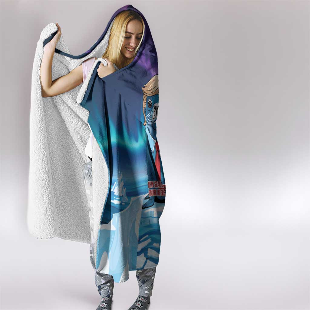 I Stand With Greenland Hooded Blanket Funny Sealion Founding
