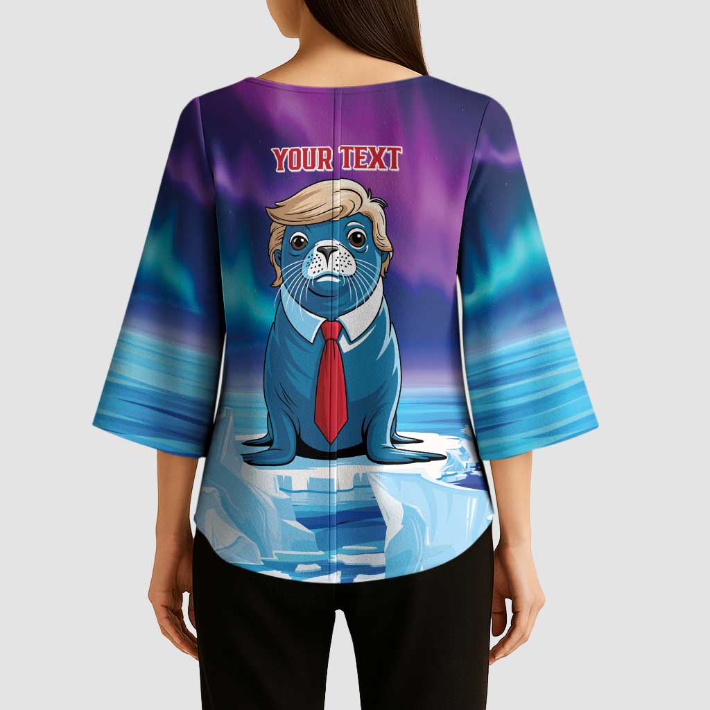 Personalized I Stand With Greenland Kimono Sleeve Blouse Funny Sealion Founding