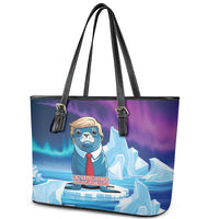 I Stand With Greenland Leather Tote Bag Funny Sealion Founding