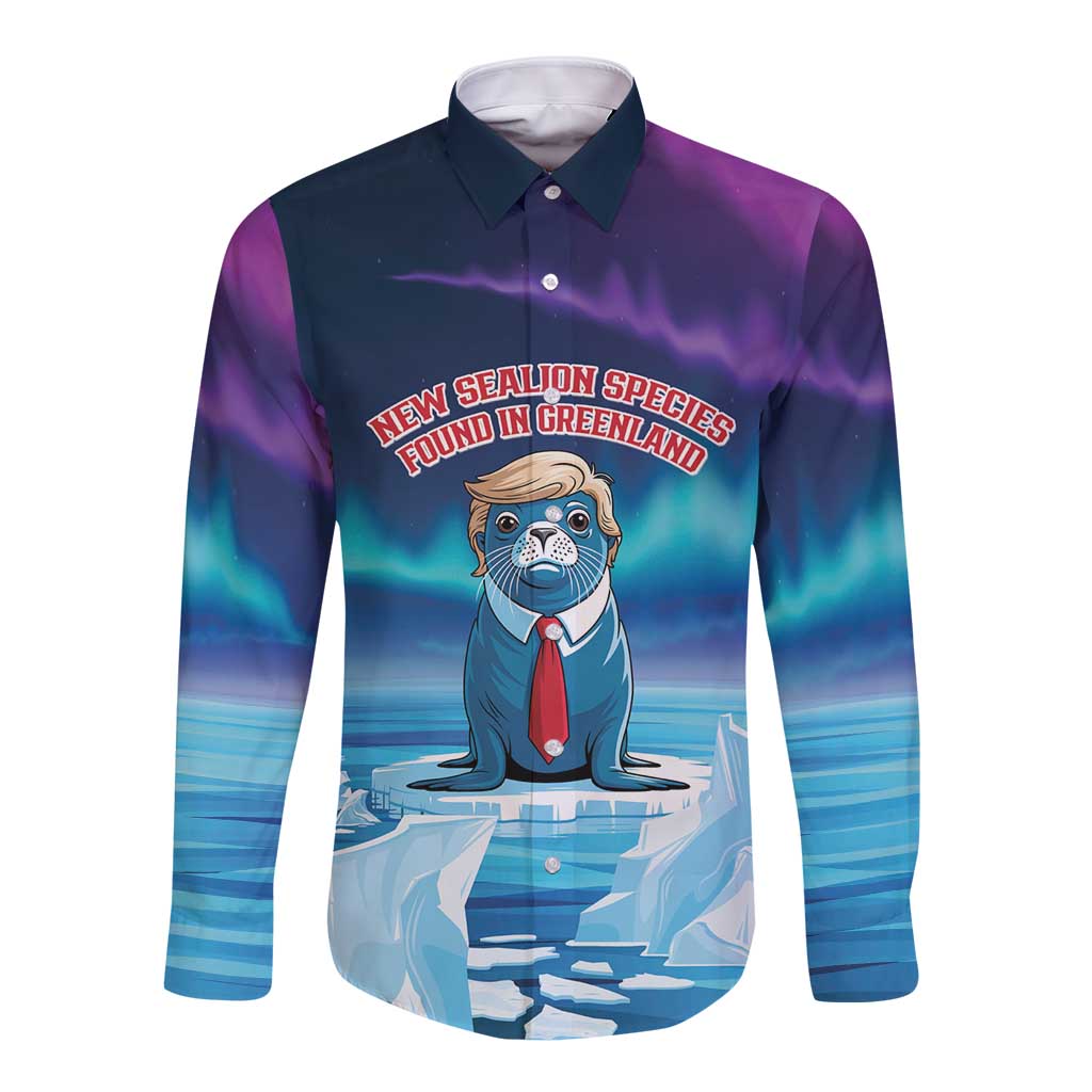 Personalized I Stand With Greenland Long Sleeve Button Shirt Funny Sealion Founding