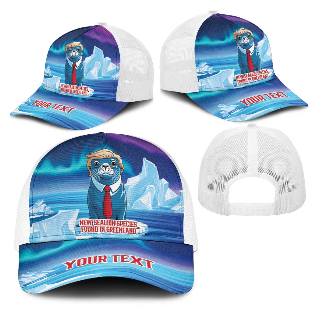 Personalized I Stand With Greenland Mesh Trucker Cap Funny Sealion Founding