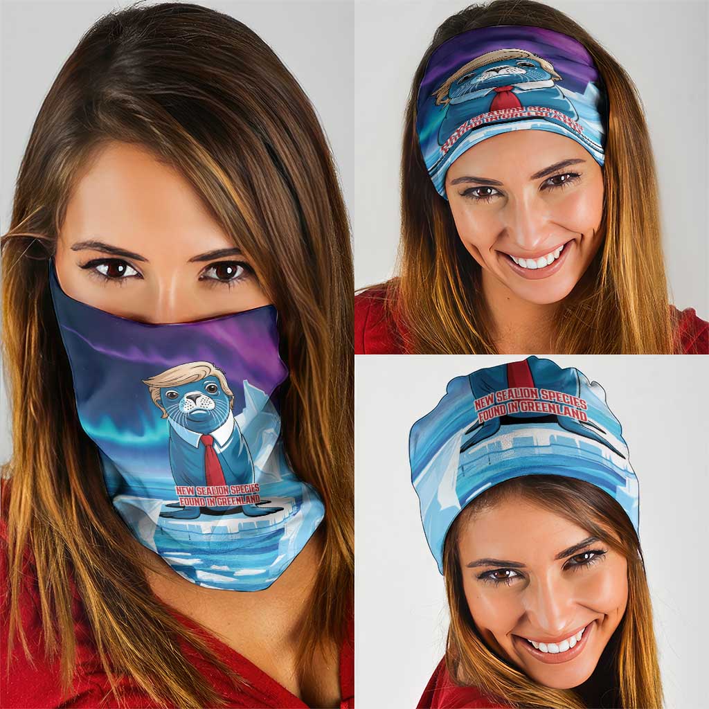 I Stand With Greenland Neck Gaiter Funny Sealion Founding
