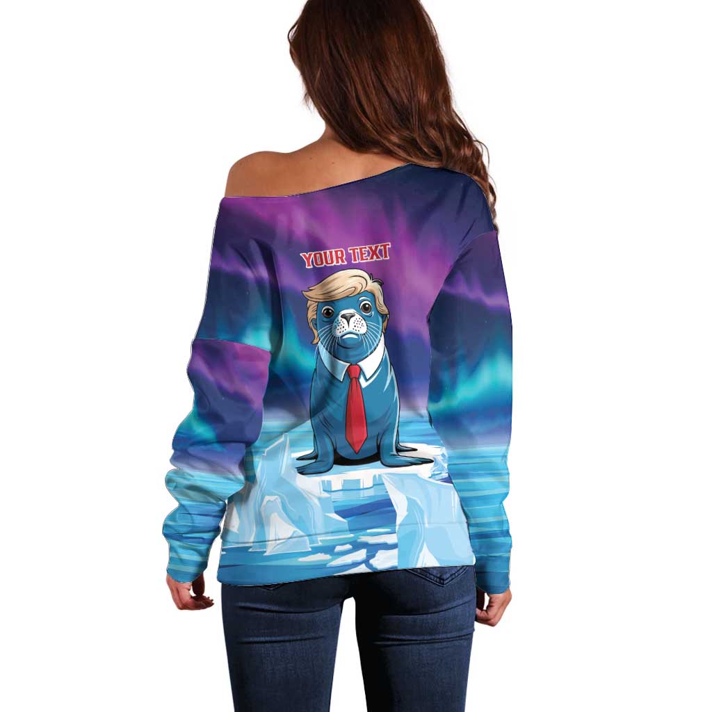 Personalized I Stand With Greenland Off Shoulder Sweater Funny Sealion Founding