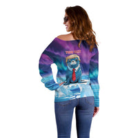 Personalized I Stand With Greenland Off Shoulder Sweater Funny Sealion Founding