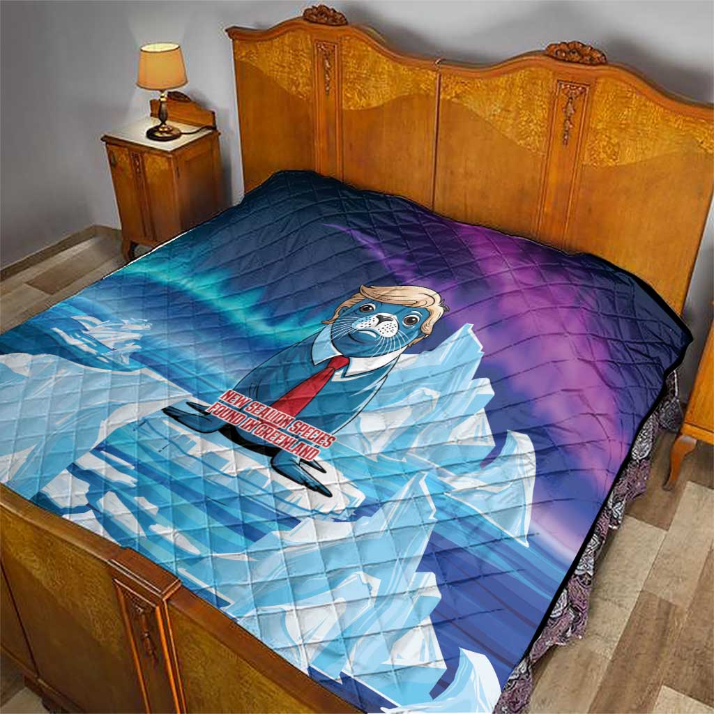 I Stand With Greenland Quilt Funny Sealion Founding